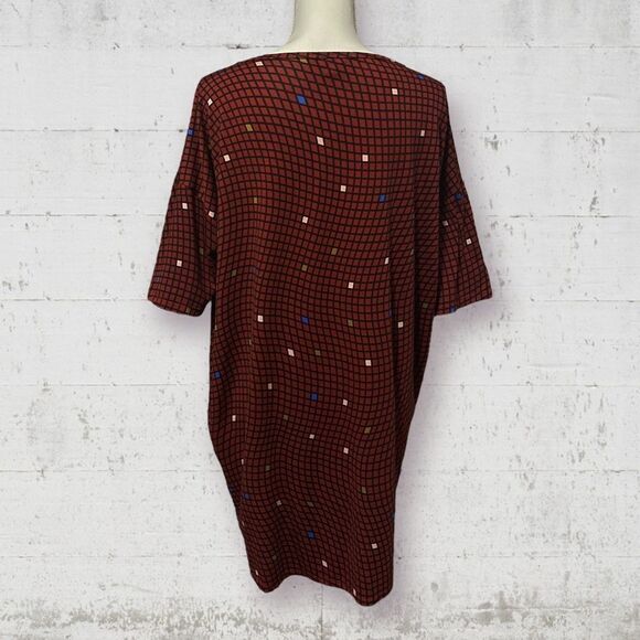 LULAROE | Irma Multicolor Geometric Red Half Sleeve Tunic Top Shirt Size S - Picture 5 of 8